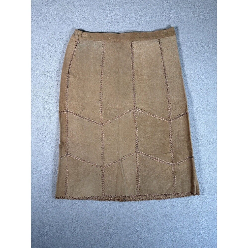 Vintage Size M/L Robert Louis Brown Suede Skirt Y2K 90s Prairie Western Skirt